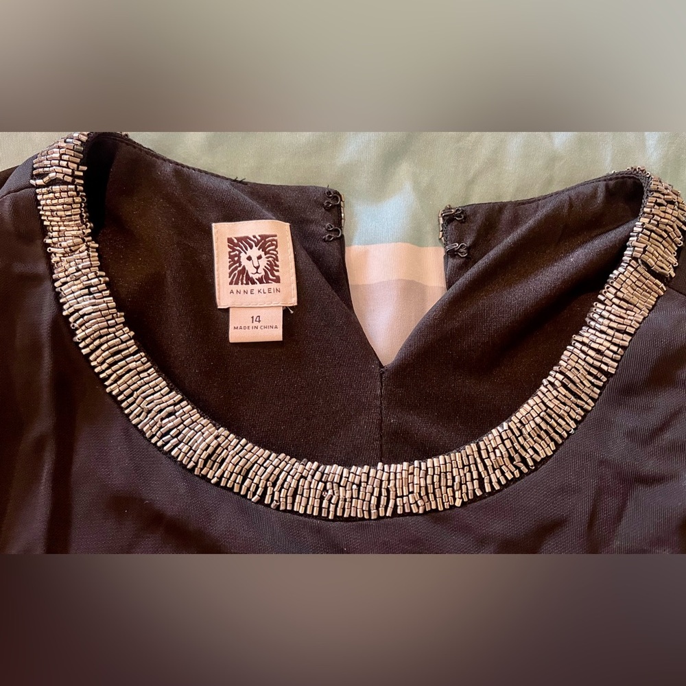 Anne Klein Black Strapless Dress with Silver Beaded Trim